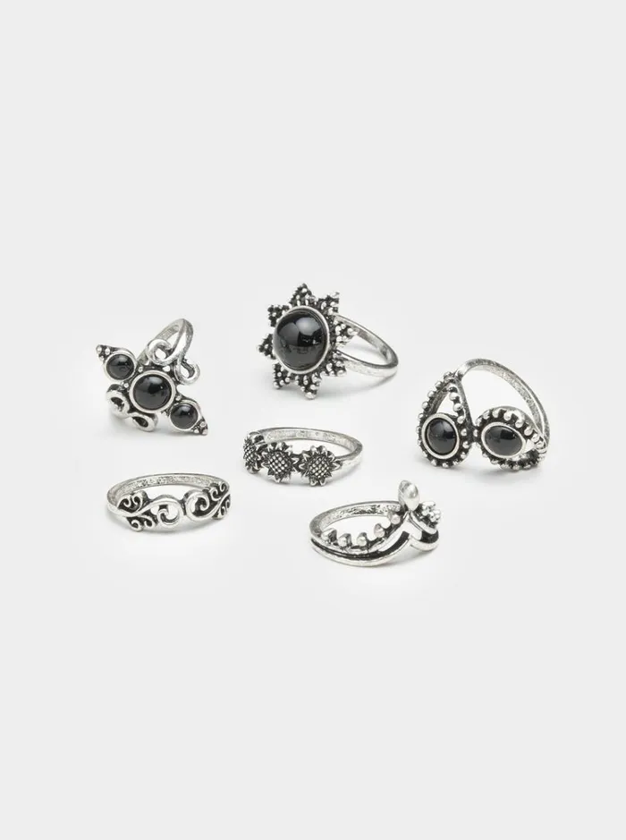 Shop Leif Silver Ring Set 6 PC Minga London Accessories