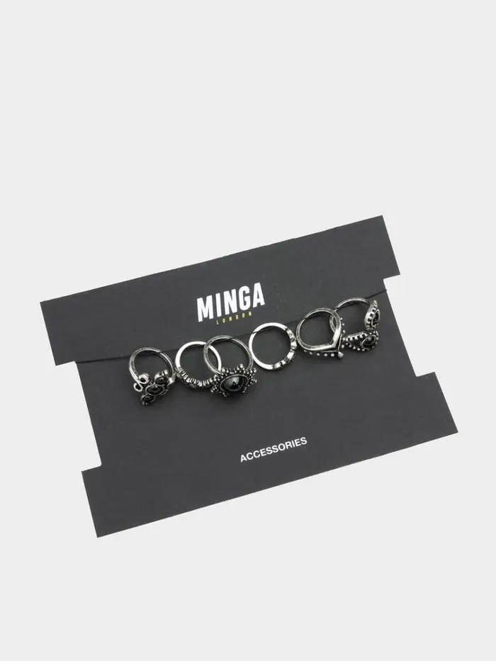 Shop Leif Silver Ring Set 6 PC Minga London Accessories