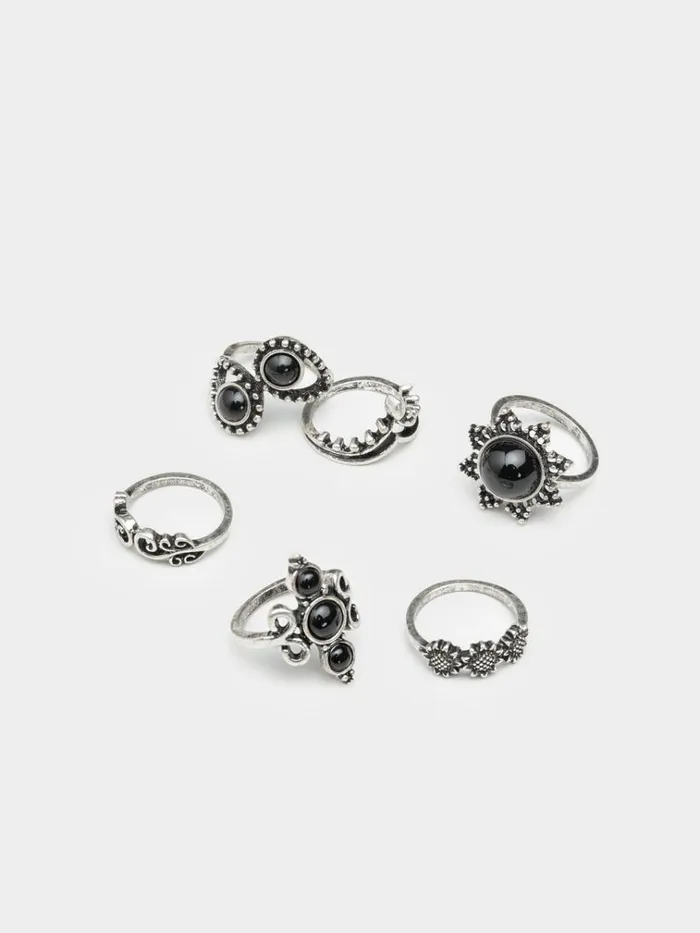 Shop Leif Silver Ring Set 6 PC Minga London Accessories