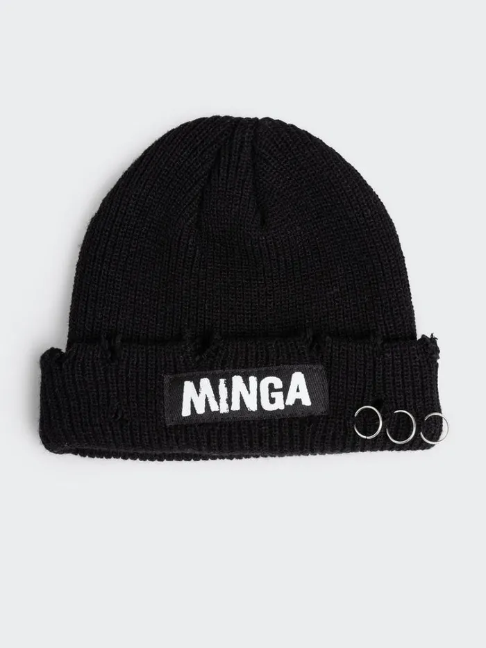 Shop Minga Black Distressed Beanie Minga London Accessories