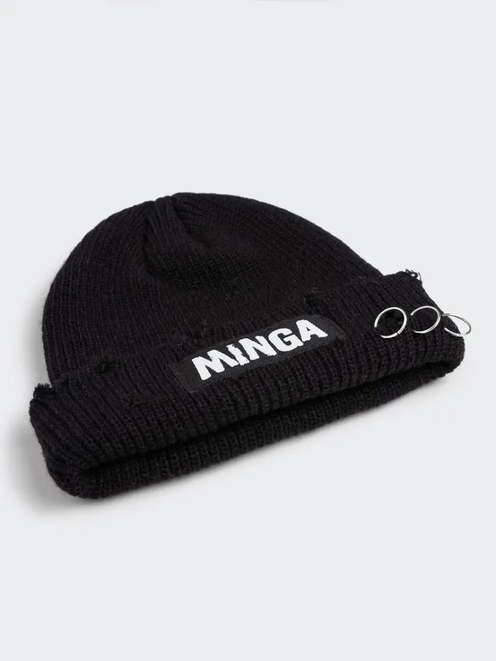Shop Minga Black Distressed Beanie Minga London Accessories