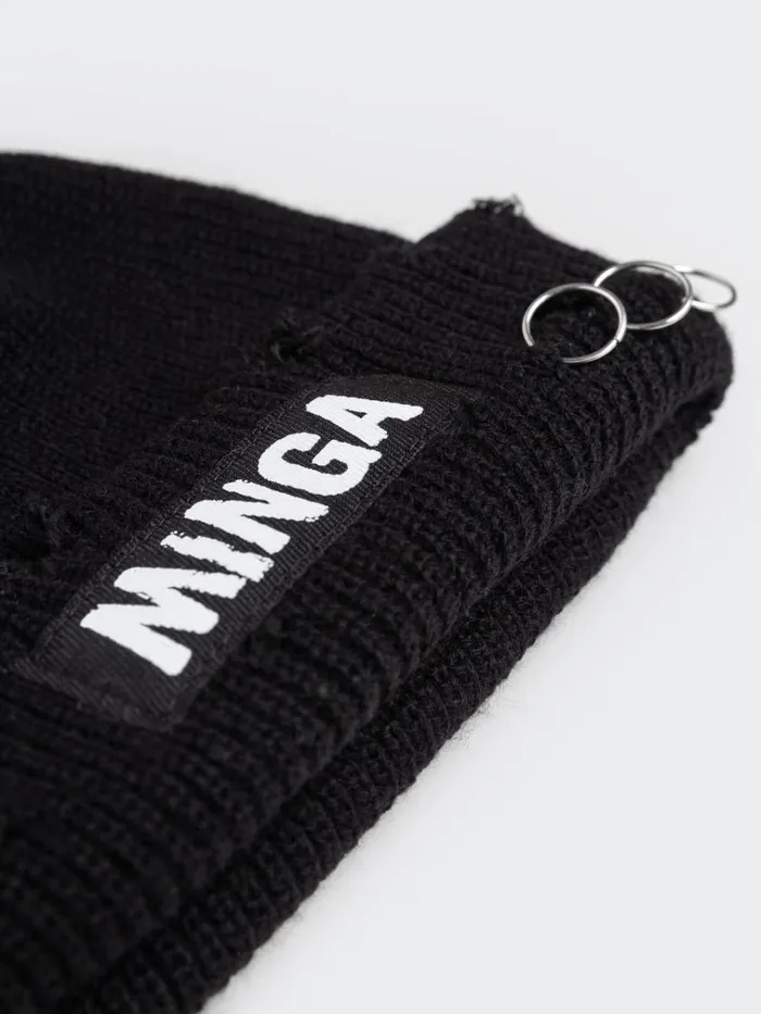 Shop Minga Black Distressed Beanie Minga London Accessories