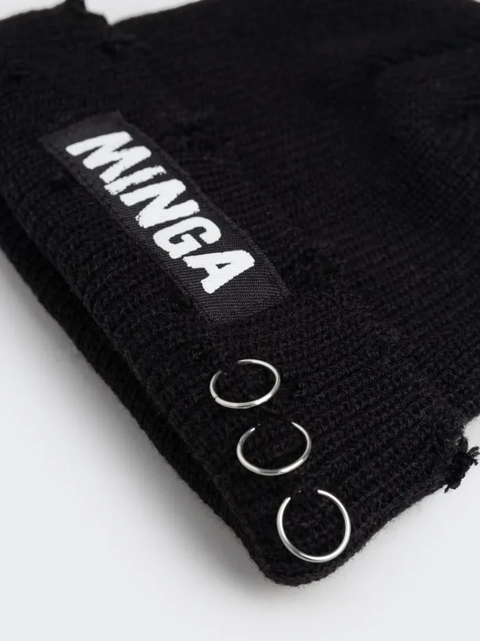 Shop Minga Black Distressed Beanie Minga London Accessories