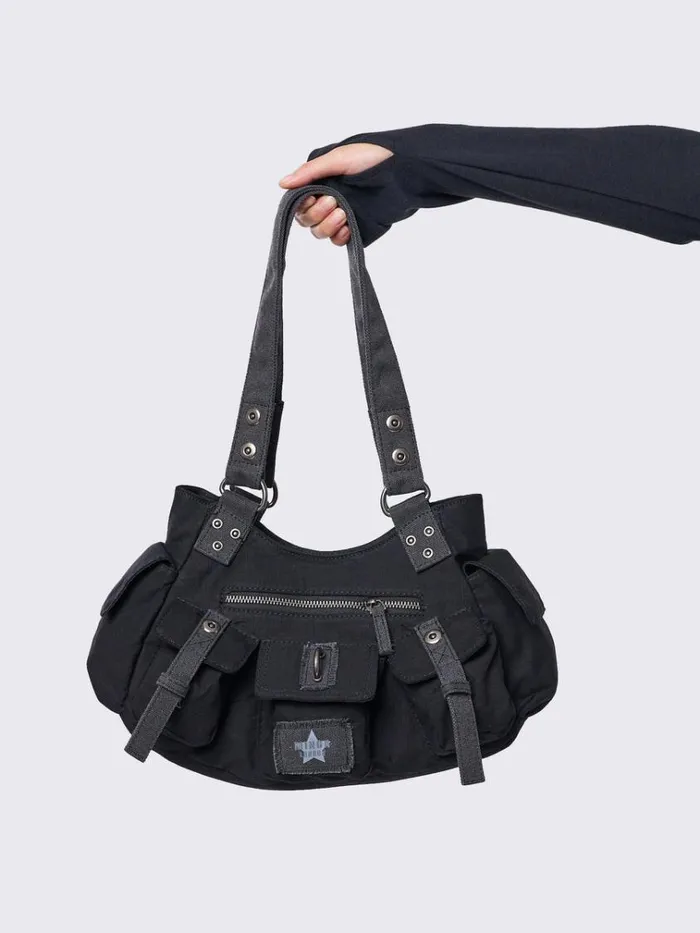 Shop Minga Black Utility Multi Pocket Bag Minga London Accessories