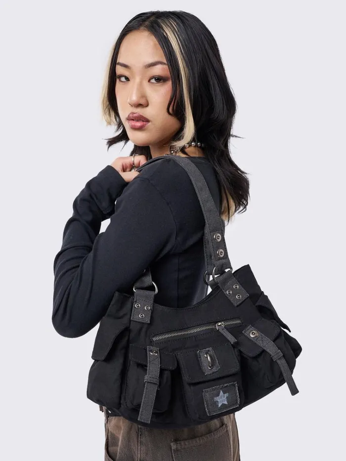 Shop Minga Black Utility Multi Pocket Bag Minga London Accessories