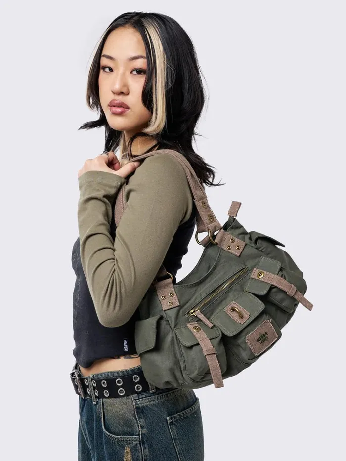 Shop Minga Green Utility Multi Pocket Bag Minga London Accessories