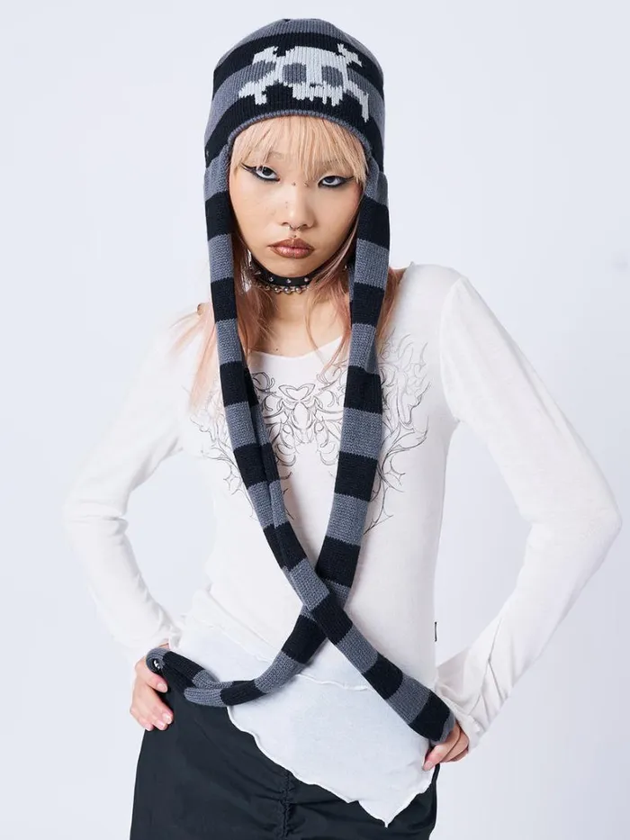 Shop Minga London Accessories All Skulled Up Striped Hat