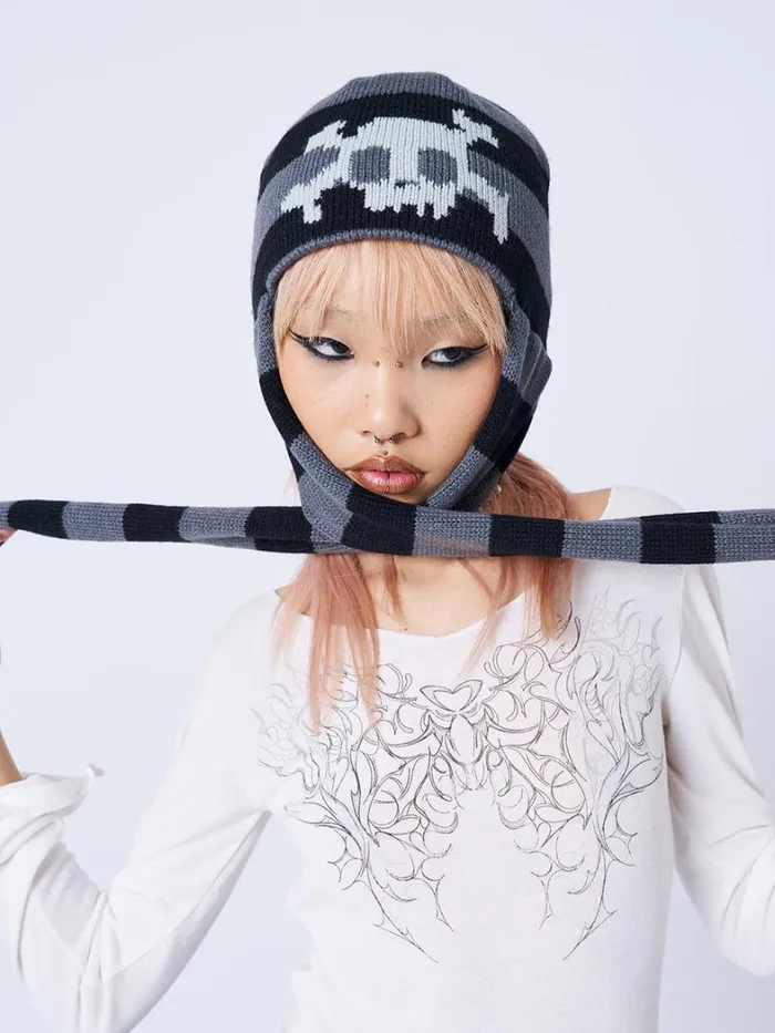 Shop Minga London Accessories All Skulled Up Striped Hat