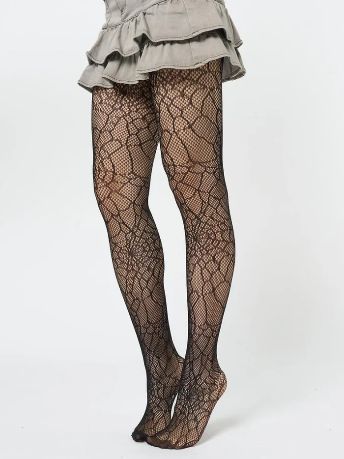 Shop Minga London Accessories Black Forest Web Patterned Tights
