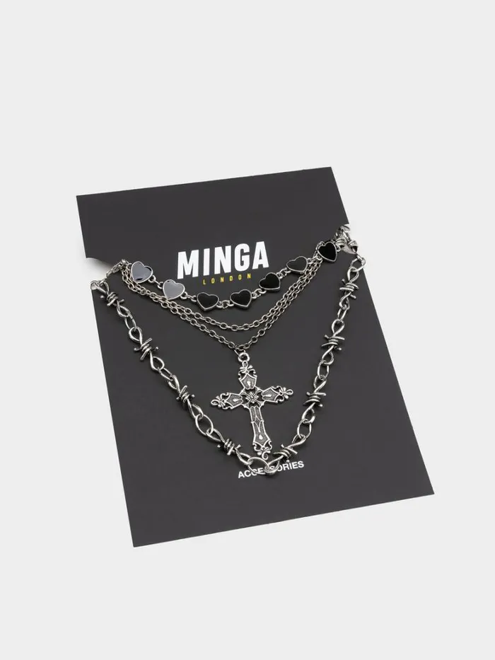 Shop Minga London Accessories Crown Of Thorns Silver Necklace Set