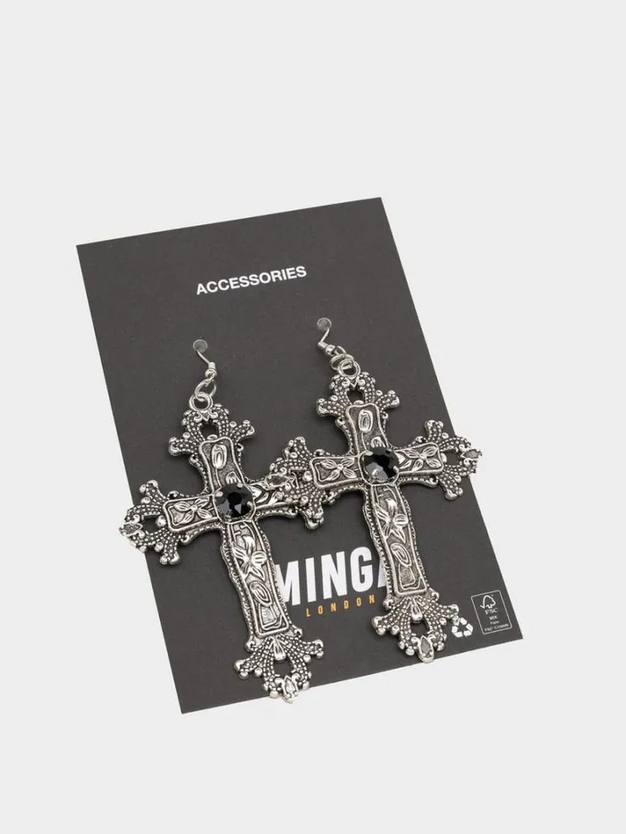 Shop Minga London Accessories Daggers and Crosses Silver Earrings