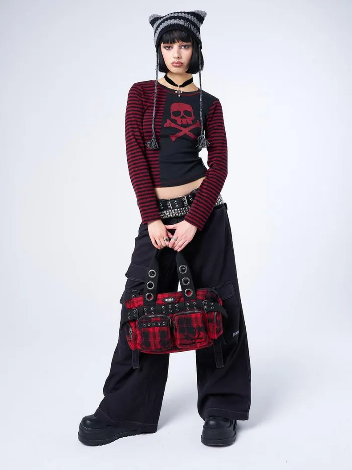 Shop Minga London Accessories Devon Red Tartan Multi Pockets Handbag