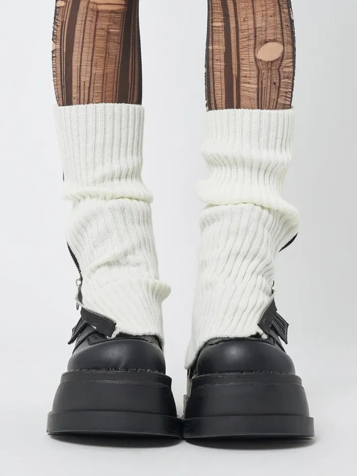 Shop Minga London Accessories Downtown White Zip Up Leg Warmers