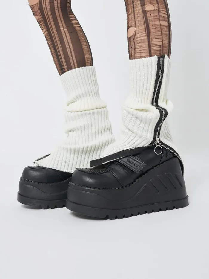 Shop Minga London Accessories Downtown White Zip Up Leg Warmers
