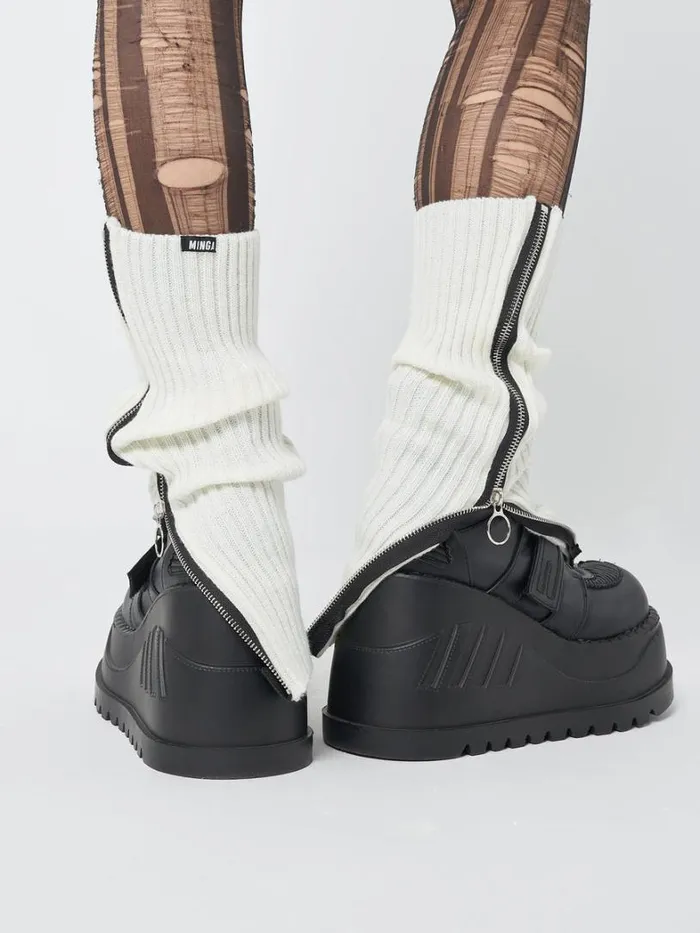 Shop Minga London Accessories Downtown White Zip Up Leg Warmers