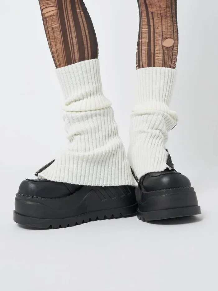 Shop Minga London Accessories Downtown White Zip Up Leg Warmers