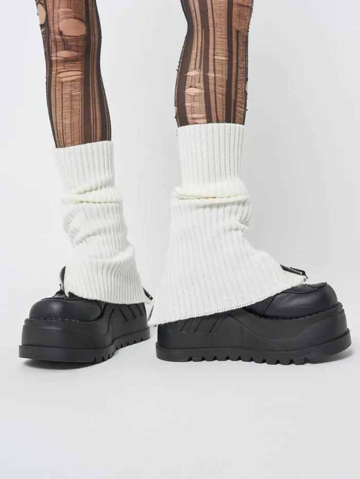 Shop Minga London Accessories Downtown White Zip Up Leg Warmers