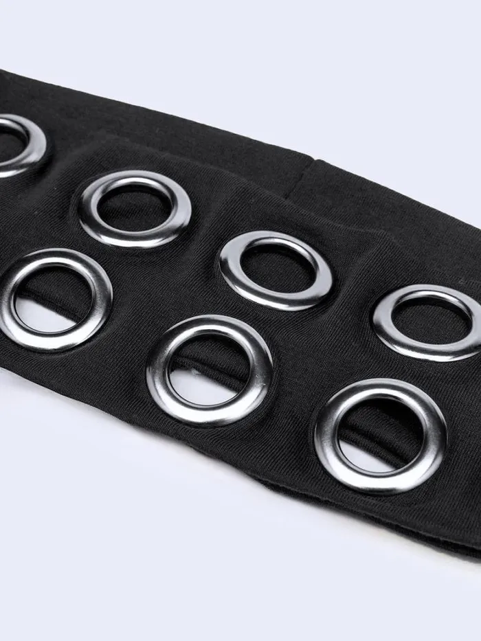 Shop Minga London Accessories Elektra Black Metallic Hole Headband