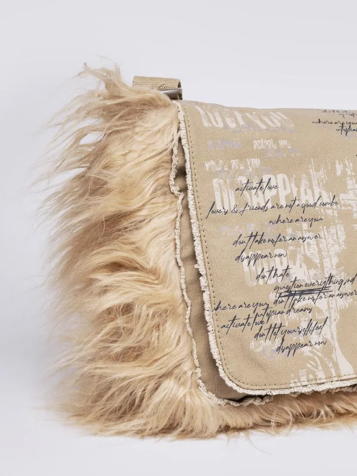 Shop Minga London Accessories Fluffy Canvas Messenger Bag