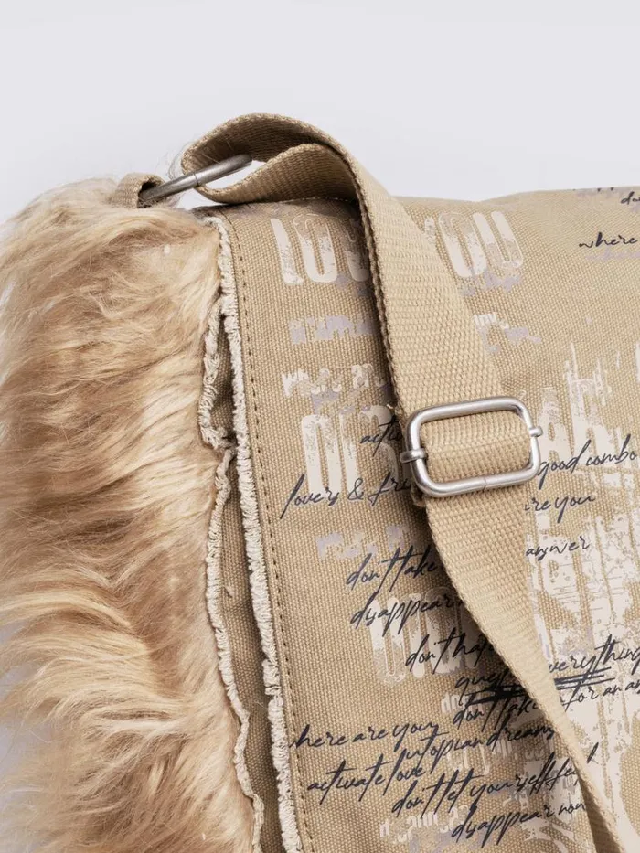 Shop Minga London Accessories Fluffy Canvas Messenger Bag
