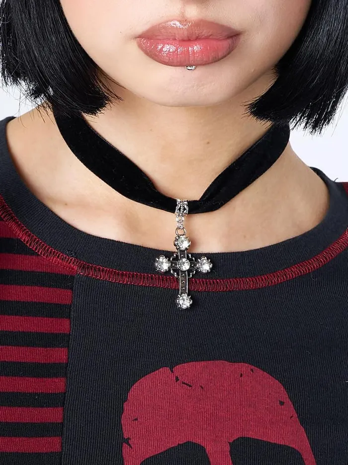 Shop Minga London Accessories Gothic Cross Pendant Choker Necklace