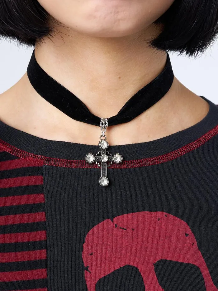 Shop Minga London Accessories Gothic Cross Pendant Choker Necklace