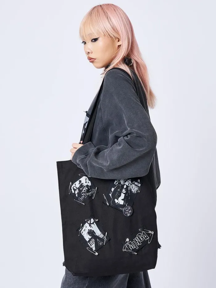 Shop Minga London Accessories Gothic Romance Black Tote Bag