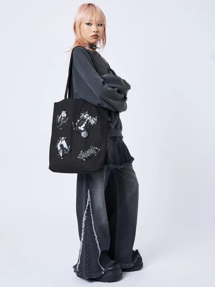 Shop Minga London Accessories Gothic Romance Black Tote Bag