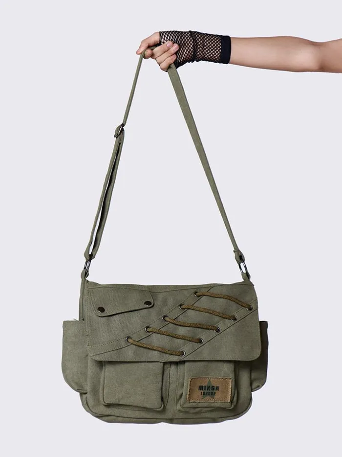 Shop Minga London Accessories Minga Multi Pocket Lace Messenger Bag