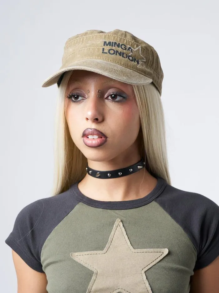 Shop Minga London Accessories Minga Star Beige Military Cap