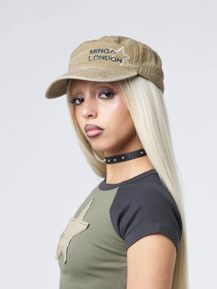 Shop Minga London Accessories Minga Star Beige Military Cap