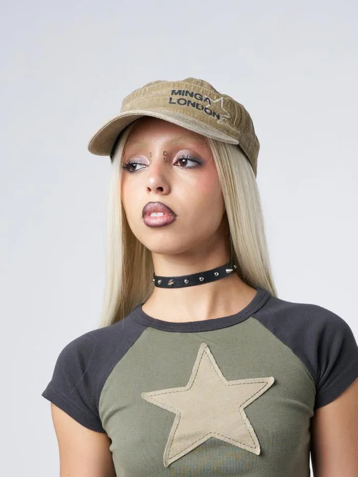 Shop Minga London Accessories Minga Star Beige Military Cap