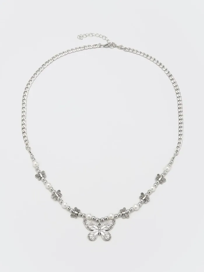 Shop Minga London Accessories Mythical Butterfly Pearl Necklace