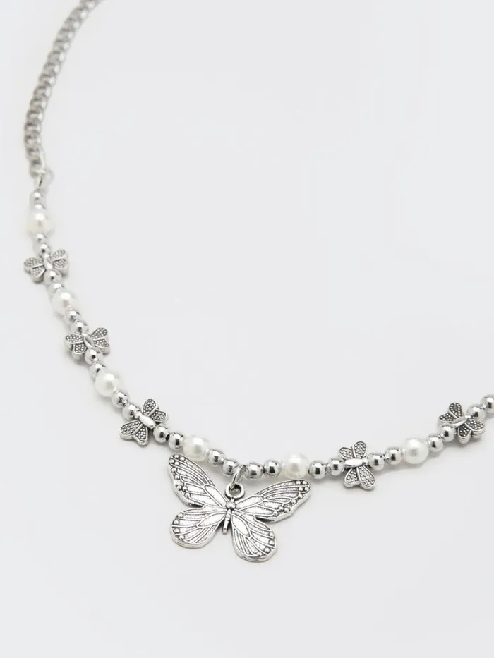 Shop Minga London Accessories Mythical Butterfly Pearl Necklace Shop Minga London Accessories Mythical Butterfly Pearl Necklace