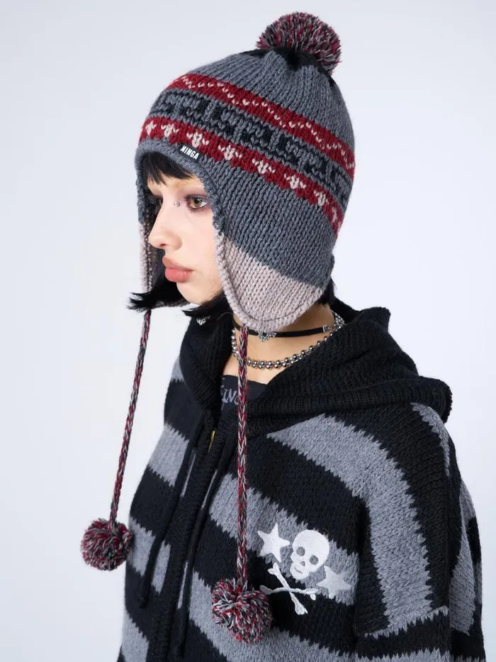 Shop Minga London Accessories Noah Patterned Tie Knit Hat