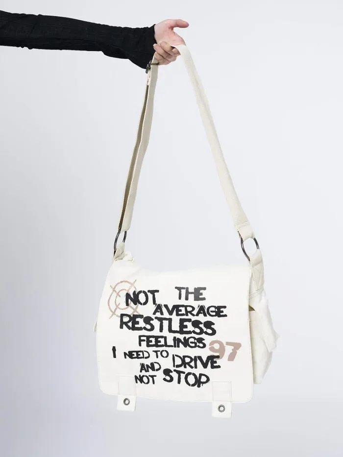 Shop Minga London Accessories Non Stop White Canvas Messenger Bag