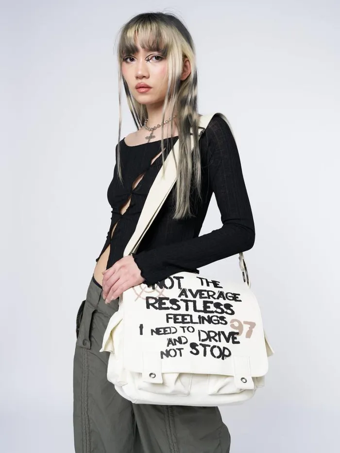 Shop Minga London Accessories Non Stop White Canvas Messenger Bag