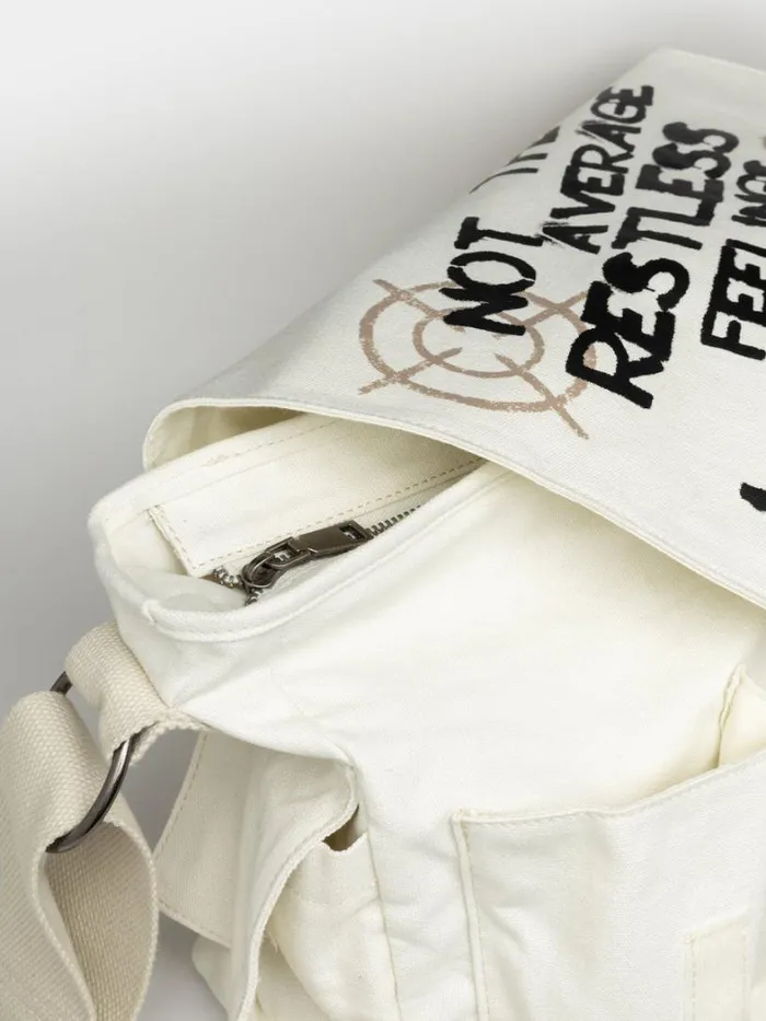 Shop Minga London Accessories Non Stop White Canvas Messenger Bag