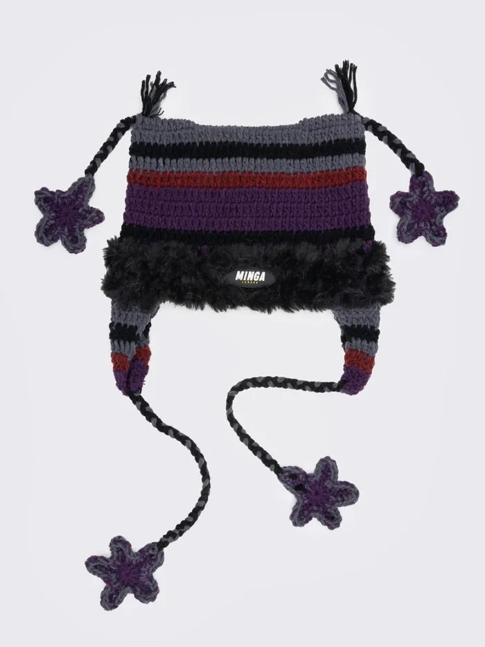 Shop Minga London Accessories North Star Purple Tie Knit Hat Shop Minga London Accessories North Star Purple Tie Knit Hat
