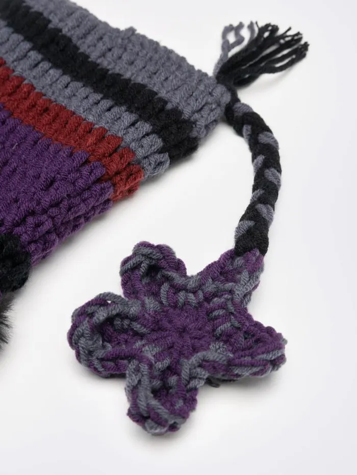 Shop Minga London Accessories North Star Purple Tie Knit Hat Shop Minga London Accessories North Star Purple Tie Knit Hat
