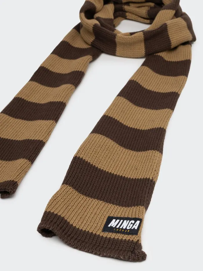 Shop Minga London Accessories Rori Stripes Brown Honey Scarf
