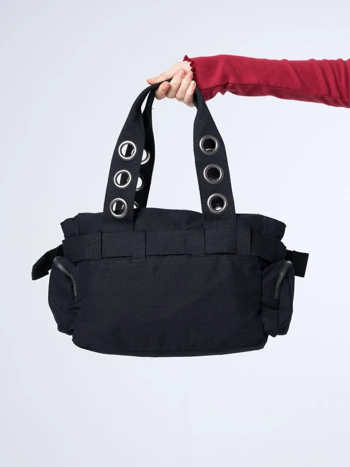 Shop Minga London Accessories Sky Of Skulls Black Multi Pockets Handbag
