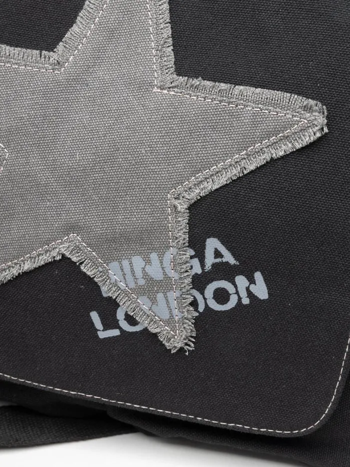 Shop Minga London Accessories Super Star Black Canvas Messenger Bag