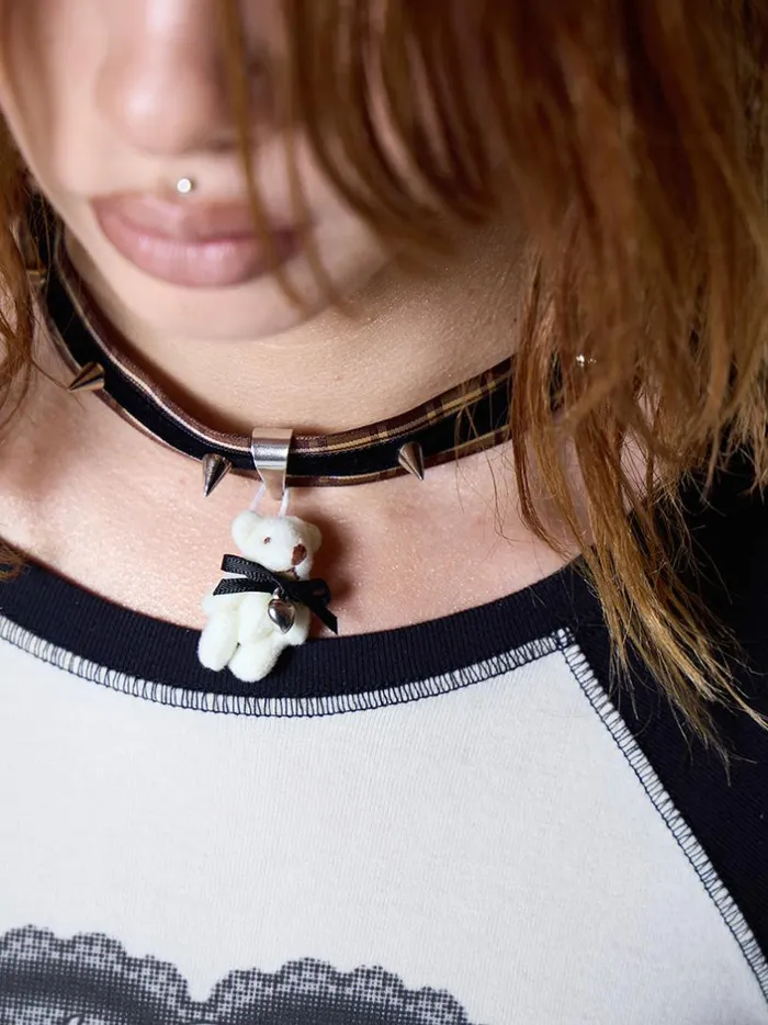 Shop Minga London Accessories Teddy Pendant Spike Choker