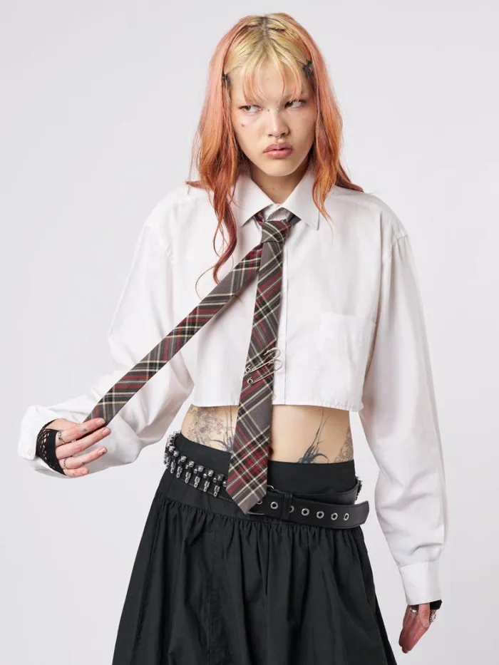 Shop Minga London Accessories Tegan Safety Pin Tartan Tie