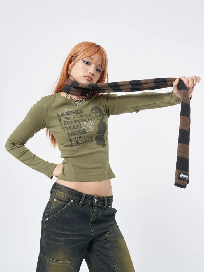 Shop Minga London Accessories Umber Stripes Knitted Scarf Shop Minga London Accessories Umber Stripes Knitted Scarf