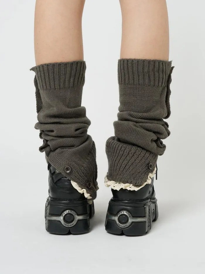 Shop Minga London Accessories Zeva Grey Buttoned Leg Warmers