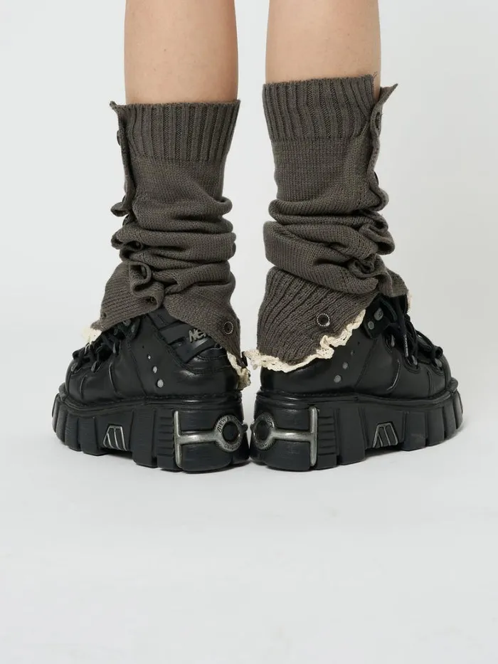 Shop Minga London Accessories Zeva Grey Buttoned Leg Warmers