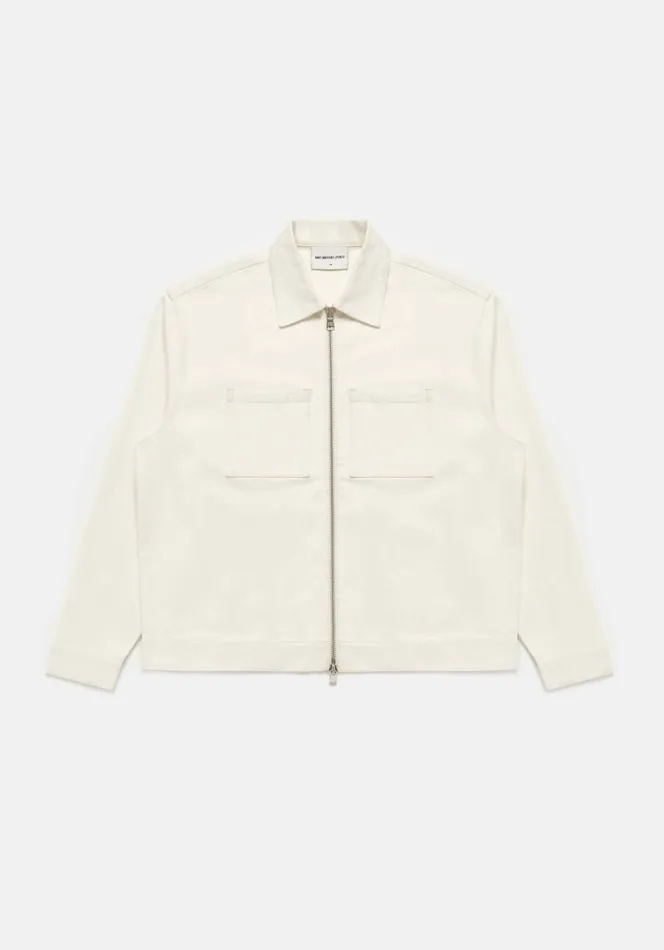 Shop MKI 16OZ DENIM RIDER JACKET Off White MKI MIYUKI ZOKU Outerwear