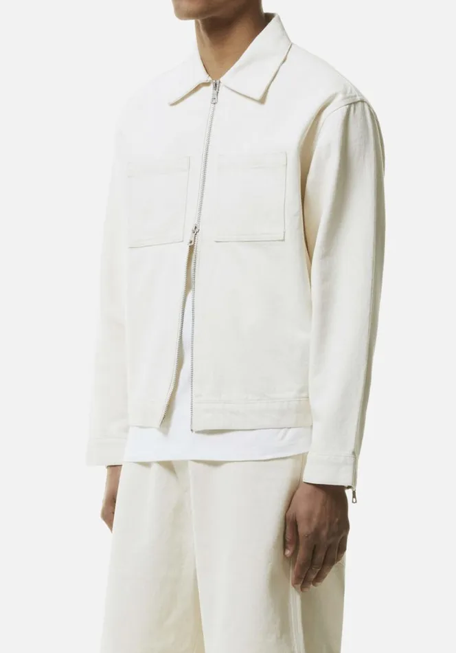 Shop MKI 16OZ DENIM RIDER JACKET Off White MKI MIYUKI ZOKU Outerwear Shop MKI 16OZ DENIM RIDER JACKET Off White MKI MIYUKI ZOKU Outerwear